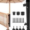 Deck Umbrella Mount for Deck Railings & Posts, Fits Poles up to 2", One-Piece Steel Patio Umbrella Holder with 4-Point Locking System, Space-Saving Outdoor Bracket