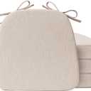 Chair Cushions for Dining Chairs, D-Shaped Seat Cushions with Removable Washable Cover and Ties, Chair Pads for Kitchen, Indoor Dining Room, Patio Chairs, 17'' x 16'', Set of 4, Beige (4 Count(Pack of 1))