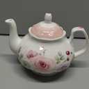 27oz Floral Porcelain Teapot, Classic Ceramic Teapot for Loose Leaf Tea & Tea Bags, Elegant Small Teapot with Rose Pattern, Dishwasher Safe