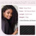 Human Crochet Hair for Black Women 16 Inch 150g Pre Separated 120 Strands Deep Wave Feather Crochet Human Hair Extensions Invisible Feather Crochet Hair Human Hair Crochet Bundles Natural Black