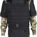 Russian Special Forces MOLLE Tactical Vest Outdoors Neck Shoulder Lower Body Protector, black, One Size