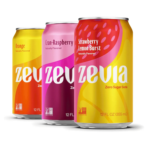 Zevia Zero Sugar Soda, Fruity Variety Pack, 12 oz Cans (22-Pack) – Naturally Sweetened, Zero Calorie Sugar Free Soda - Non-GMO Project Verified, Gluten-Free, Vegan, Best By: 08/14/2026
