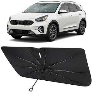 Proadsy Windshield Sun Shade Umbrella for Kia NIRO 2017-2022 Foldable Car Umbrella Sunshade with Soft TPU Handle Spring Structure Crystal Cooling Material Protect Car from Rays & Heat