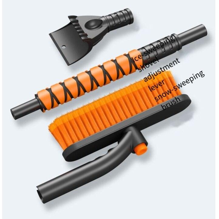 Ice Scraper with Extendable Snow Brush Detachable Snow Removal Tool 360° Pivoting Soft Bristle Head with Ergonomic Foam Grip for Car Windshield Truck SUV Vehicle Windows
