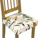 Stretch Dining Chair Seat Covers Set of 4,Dining Chair Slipcovers, Floral Printed Chair Covers,Soft Fabric Washable Upholstered Chair Seat Protector, No Rear Covers for Home Kitchen Dining Room (Yellow Flower Bud Patterns)