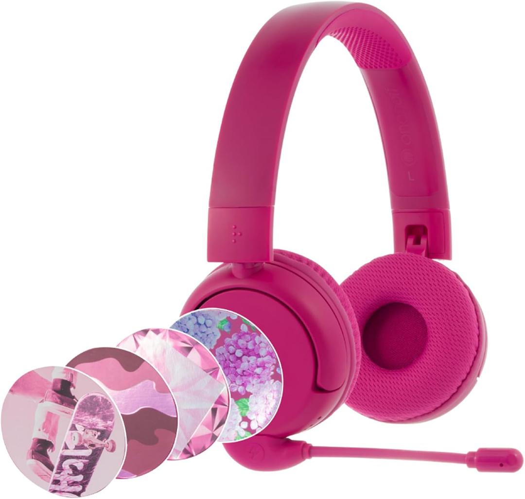 Made for Amazon Bluetooth Kids Headphones with Boom Microphone Age (7-12) | Pink