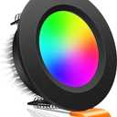 2 Inch Smart Recessed Lighting, WiFi Black LED Downlight 5W 120V, Dimmable RGBCW 2700-6500K Color Changing, Compatible with Alexa/Google, Ceiling Lights with LED Driver (Corlorful)