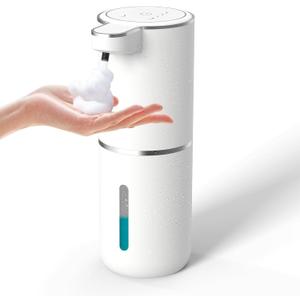 Automatic Soap Dispenser  Touchless Foaming Soap Dispenser 400ml USB Rechargeable Dispenser Electric Wall Mounted 4levels Adjustable Foam Dispenser Pump for Bathroom Kitchen Dish Soap (White)