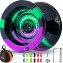 MAGICYOYO N11 Professional Yoyo  Unresponsive Design for Adult Tricks, Suitable Yoyo for Kids 8-12 or Above, Dual-Purpose Responsive Bearing, 12 Extra Strings, Case, Bearing Kit - Black Green Purple