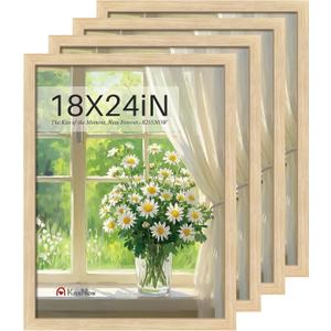 18x24 Poster Frame set of 4, Natural Oak Wood Picture Frame, Wall Hanging