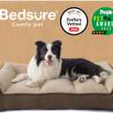 Bedsure SupportMax Orthopedic Dog Beds Large Sized Dog - Extra Thick Supportive Large Dogs Bed with Waterproof Washable Cover, L Plus Comfort Pet Sofa with Soft Sherpa and Nonskid Bottom, Brown, 38"
