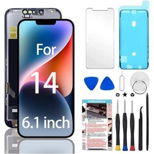 for iPhone 14 Screen Replacement 6.1 inch, 3D Touch LCD Display Digitizer Assembly with Repair Tools Compatible with Model A2649, A2881, A2884, A2883, A2882