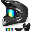 Full Face Dirt Bike Helmet DOT Certified - Complete Adult ATV Helmet Kit with Goggles, Gloves & Mask, Adjustable Visor, Quick Release