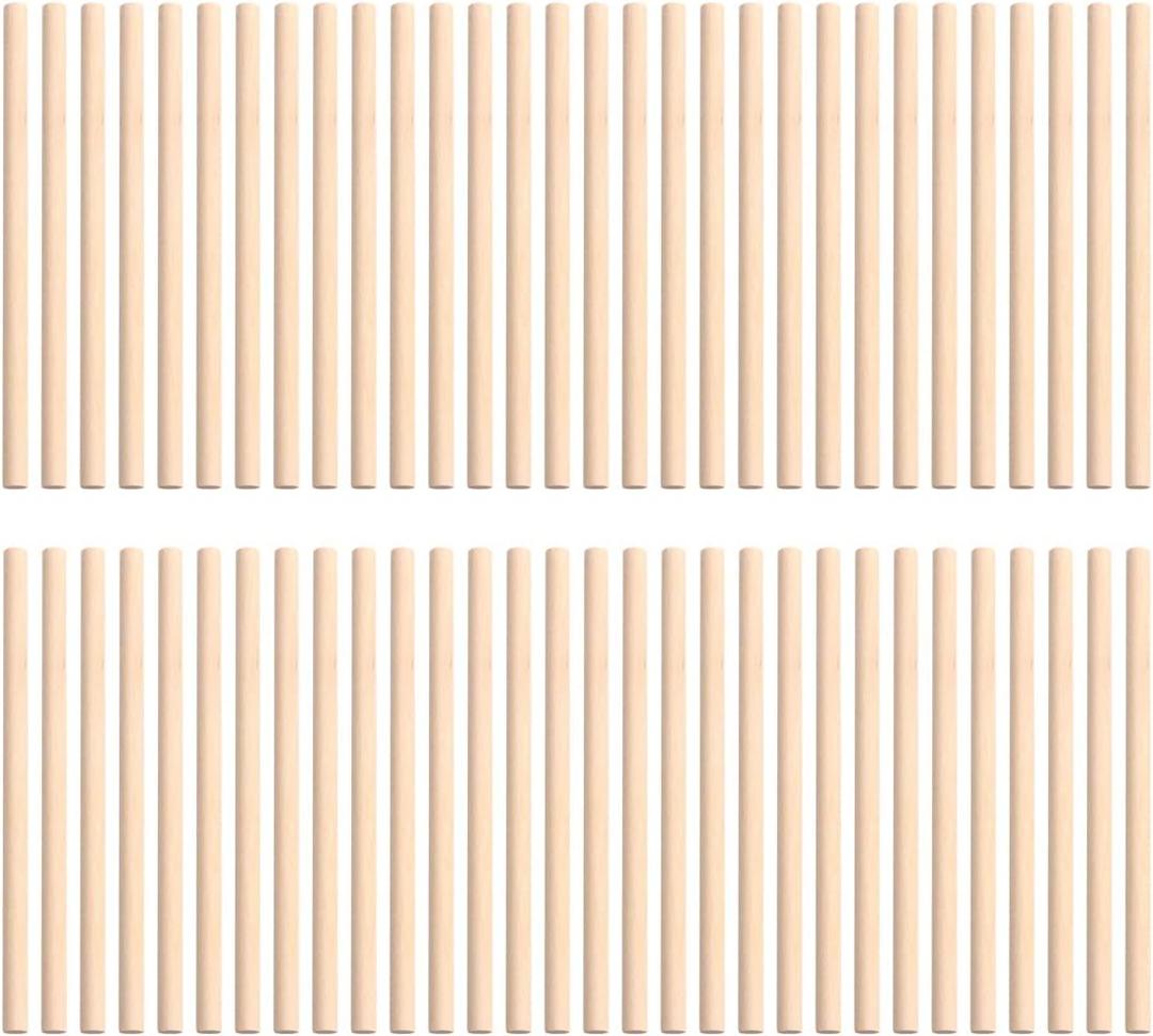 TOYANDONA 100pcs Wooden Dowel Rods, 4 x 1/5 Inch Unfinished Natural Wood Dowel Sticks for Crafts and DIY