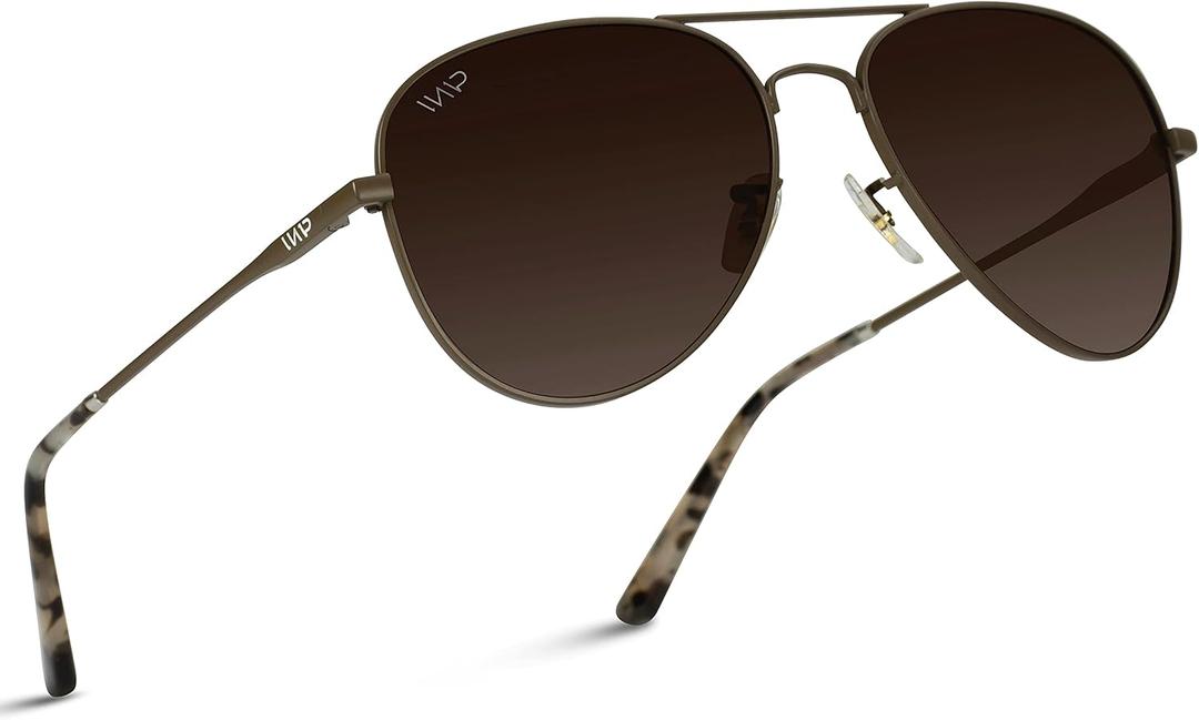 WearMe Pro - Polarized Pilot Style Classic Aviator Sunglasses (Brown Frame / Gradient Brown Lens)