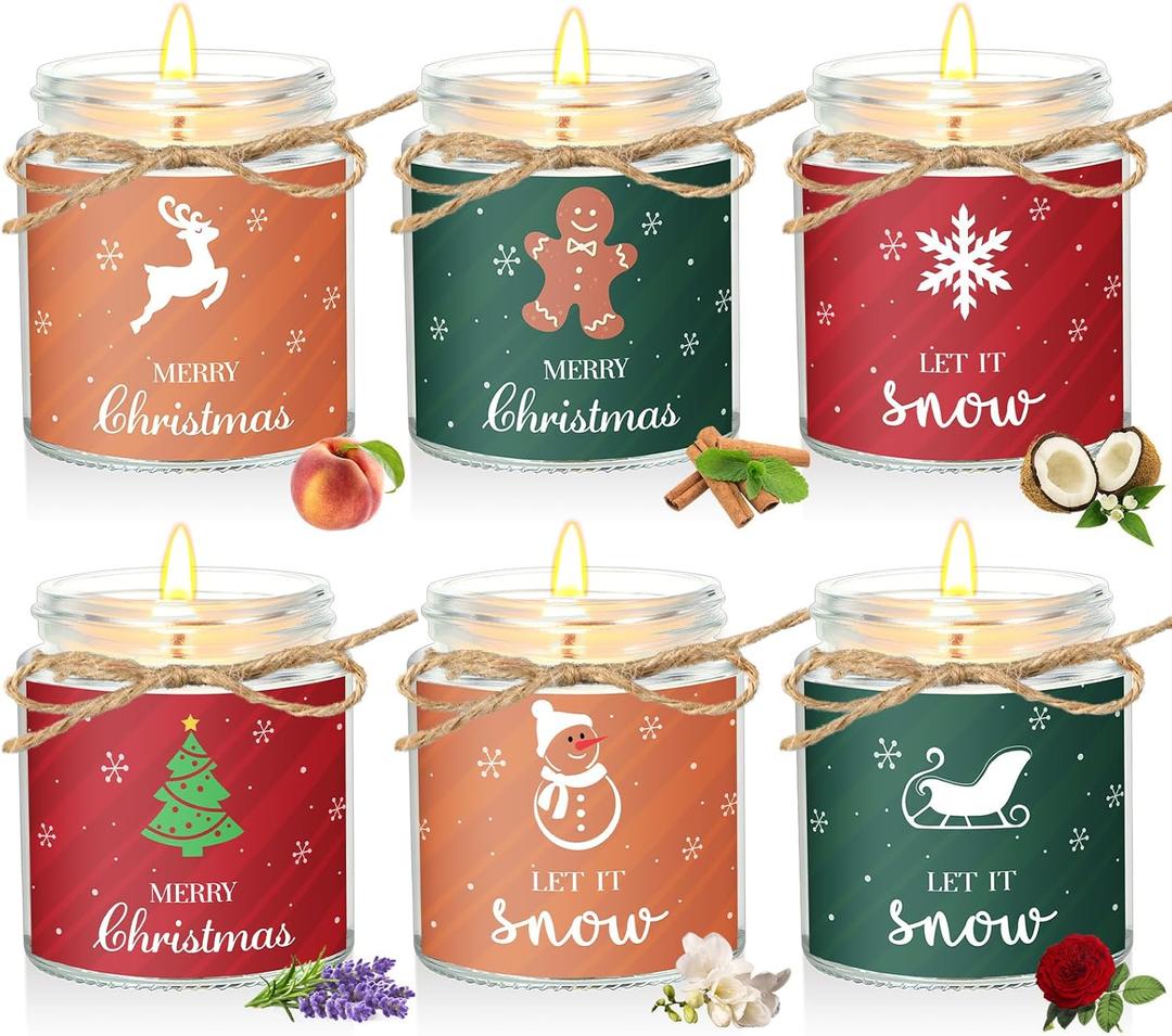 MTLEE 6 Pcs Christmas Candles Gifts Bulk Scented Candle Jars for Coworkers Women Aromatherapy Candles for Home Xmas Birthday Gifts Yoga(Bright Style)