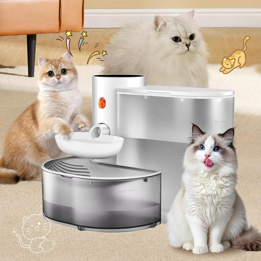 Smart Cat Water Fountain with Self-Refill Tipping Sewage Separation Pet Water Dispenser