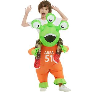 COMIN Halloween Inflatable Alien Costume Kids Cosplay Costumes Funny Ride on Blow Up Costumes Alien Suit for Teens (4-6 Yrs(Fit for height 3.7-4.1FT))