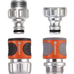 Heavy Duty 4 Piece Premium Metal Quick Connector Garden Hose Starter Set - Quick Connect Water Fittings and Accessories in Seconds. Includes Male and Female Leak Free adapters
