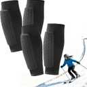 2 Pairs Ski Shin Guards, Soccer Shin Guards Pads for Kids Youth Adult Calf Compression Sleeve with Honeycomb Pads Lightweight Calf Protective Gear for Soccer &Ski Shin Pads Gear for Boys, Girls (Medium, Black+Black)