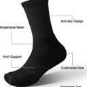 LWK Men's Bamboo Viscose Athletic Crew Socks, Thick Cushioned Moisture Wicking Breathable Running Socks, 6 Pack Gift Box, Size Large (Black)