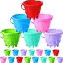 Didaey 15 Pcs Beach Buckets for Kids, Plastic Sand Pails for Boys and Girls, Sand Buckets for Beach, Sandbox, Pool, Gardening, Summer Party Favors (Vibrant Color)