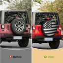 Spare Tire Cover for RV Trailer, Jeep Wheel Cover for Spare Tire, Leather Trailer Tire Covers with American USA Flag for Camper, RV Trailer, Jeep, Truck, SUV (16" for Diameter 29.52-30.70 inch)
