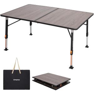 KingCamp Adjustable Height Folding Camp Table, Large Fiber Glass Portable Picnic Table for Outdoor & Indoor Use, Sturdy Aluminum Leg Patio Table for 4-6 People with Storage Bag, 47.2''x31.5'', XL