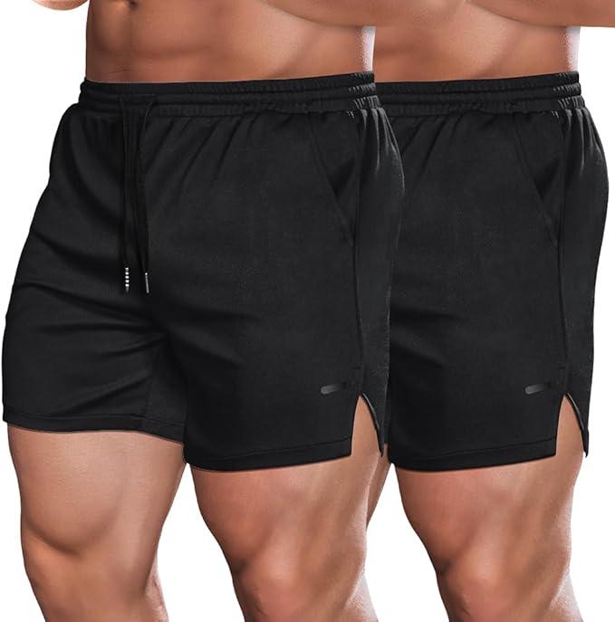 COOFANDY Men's Pack of 1 Gym Workout Shorts Quick Dry Athletic Shorts 5 Inch Lightweight Sports Running Shorts with Pockets (Medium, Black)