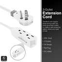 GE 3-Outlet Flat Extension Cord 25 Ft Grounded Extension Cord with Multiple Outlets 3 Prong Outlet Extender Flat Plug Indoor Power Strip 16 Gauge UL Listed White 69920