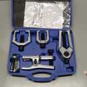 Orion Motor Tech 5pc Ball Joint Separator, Pitman Arm Puller, Tie Rod End Tool Set for Front End Service, Splitter Removal Kit (BL06) (Blue Case Silver Puller)