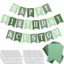 Mooliwe 171 Pcs DIY Custom Banner Kit Make Your Own Customizable Sign for Birthday Wedding Party Decoration Include 20 Paper Pennant 148 Letters and Numbers 1 Rope 2 Threading Device(Green)