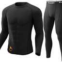 CL convallaria Thermal Underwear for Men Long Johns Fleece Lined Hunting Gear Set Base Layer for Cold Weather (M, Midweight-crew Neck-black)