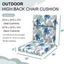 DYTXIII Outdoor High Back Chair Cushions Set of 2, 44"x22" Water Repellent Patio Seat Cushions with Elastic Sponge, All Weather Chair Pads for Rocking, Dining, Patio Furniture - Clemens Noir Blue, 44x22x3