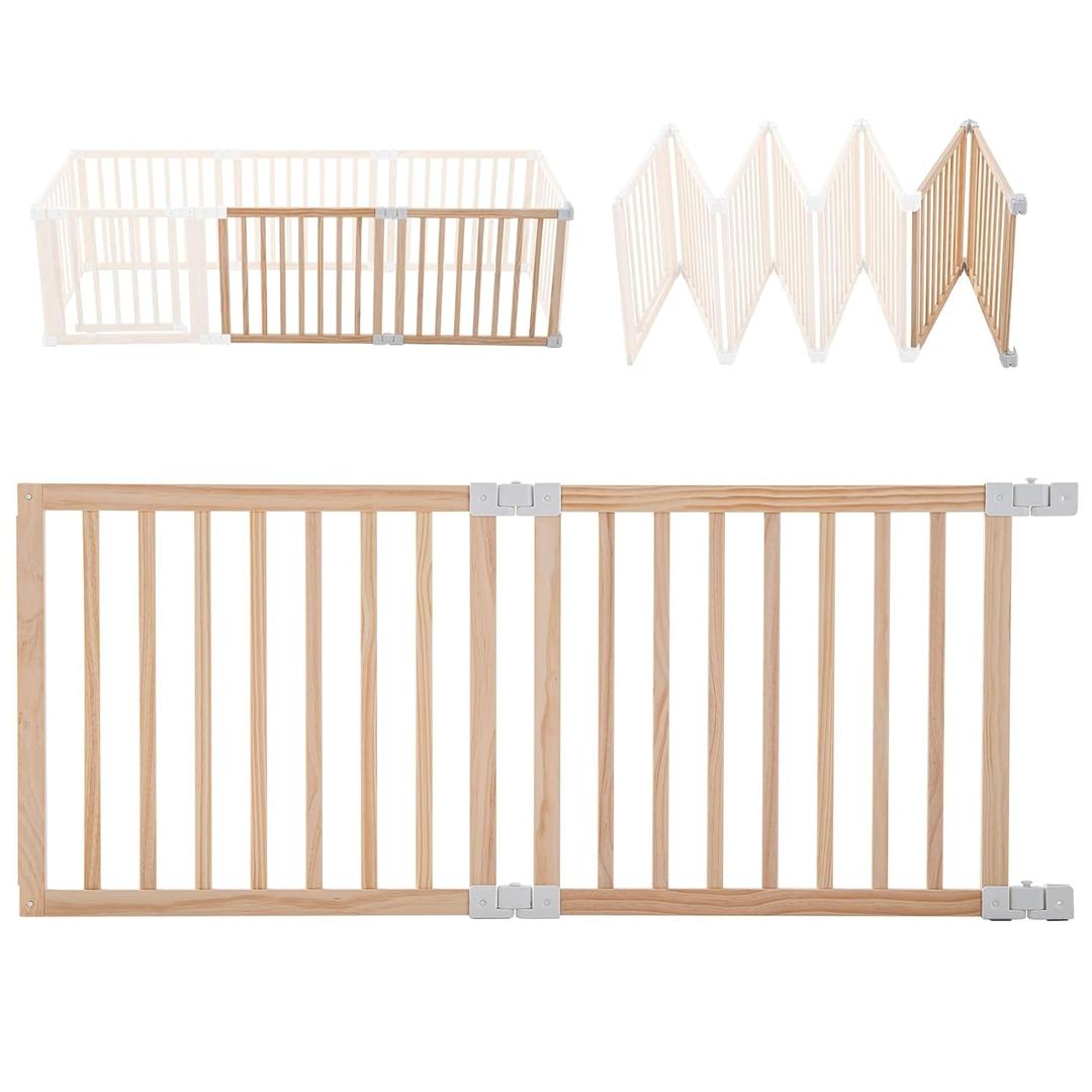 2PCS Expanded Panel for Gewitt Baby Wooden Playpen with Connectors, Changeable Wooden Play Fence Accessories (Wood, 2 Panel)