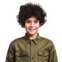 Kids Brown Wig Boys Short Brown Curly Wavy Wig for Child Heat Resistant Synthetic Hair with Cap