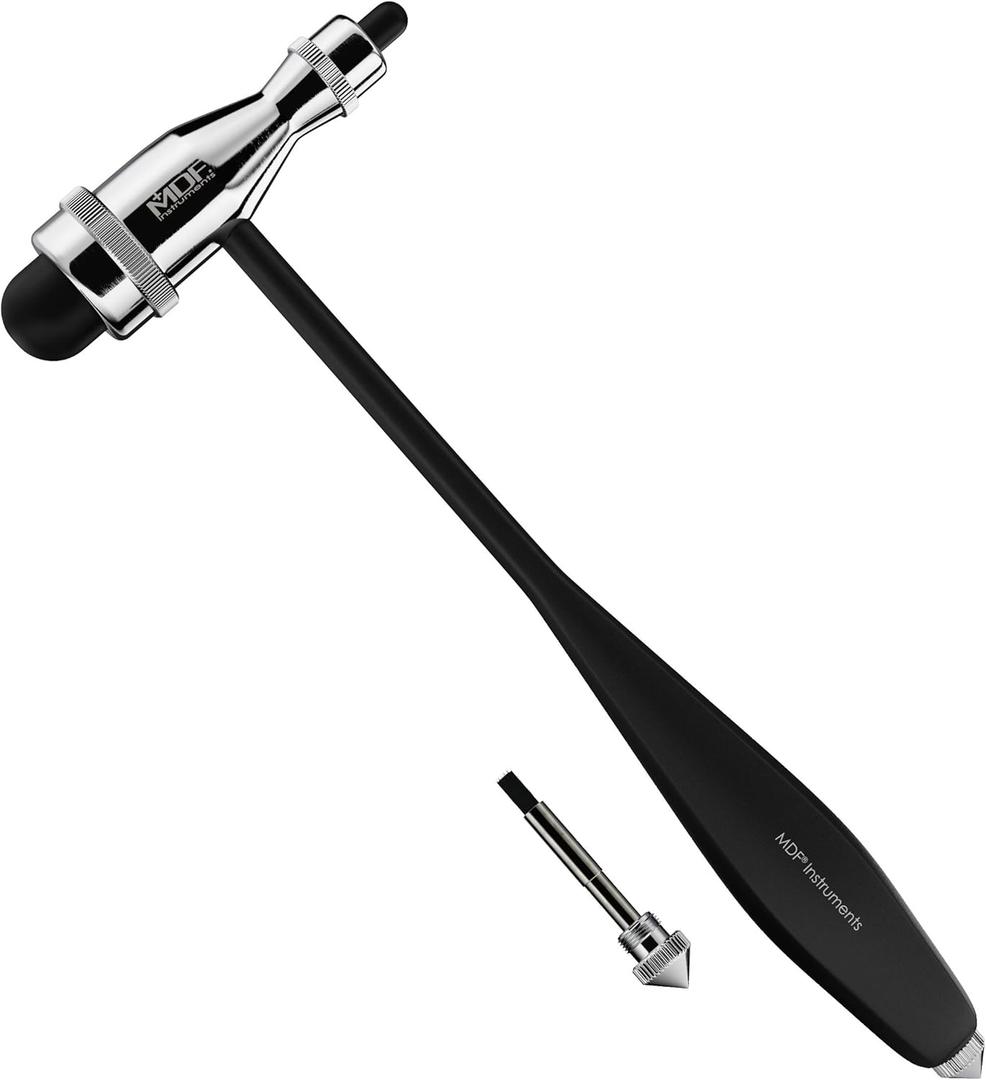 MDF Instruments, Tromner Neurological Reflex Hammer with Built-in Brush for cutaneous and Superficial responses - Light - HDP Handle - Black (MDF555P-11)