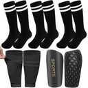 3PCS Kids Soccer Socks with Shin Guards and Shin Sleeves Set for for Age 5-12 Boys Girls Lightweight Soccer Football Equipment