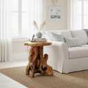 WELLAND Natural Tree Stump Stool, 19'' Tall Side Table, Live Edge End Table, Natural Edge Accent Table, Plant Stand for Living Room, Bedroom