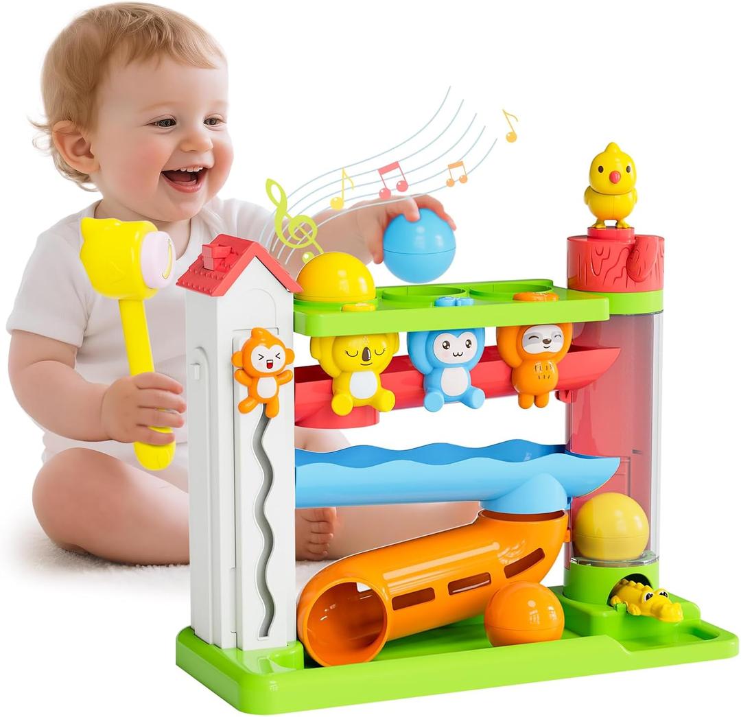 Ussybaby Toddler Musical Toys for 1+ Years Old Boy,Motor Skills Developmental Baby Toy 12-18 Months,Bilingual Toddler Learning Ball Drop Toy Birthday Gift Toys for 1 2 Year Old Boys & Girls(Green)