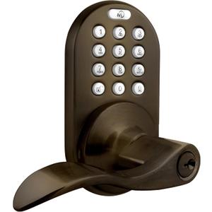 MiLocks DKL-02AQ Electronic Keyless Entry Touchpad Lever Door Lock, Antique Brass