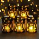 10 Sets 50th Happy Birthday Centerpieces for Table Black and Gold Birthday Decorations Lantern Boxes with Tea Lights Candles Centerpieces for Men Women 50th Party Supplies