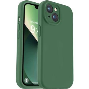 Vooii Compatible with iPhone 13 Case, Liquid Silicone Upgrade [Camera Protection] [Soft Anti-Scratch Microfiber Lining] Shockproof Phone Case for iPhone 13 6.1 inch - Green