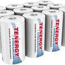 Tenergy 12 Pack Premium D Size 10,000mAh High Capacity High Rate NiMH Rechargeable Batteries - UL Certified