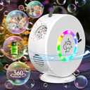 Bubble Machine for Kids Toddlers, 90 360 Rotatable Automatic Bubble Maker with RGB Light, 4000+ Bubbles/Min Bubble Blower for 3 4 5 6 7 8 Year Old, Easter Christmas Birthday Outdoor Wedding Gifts