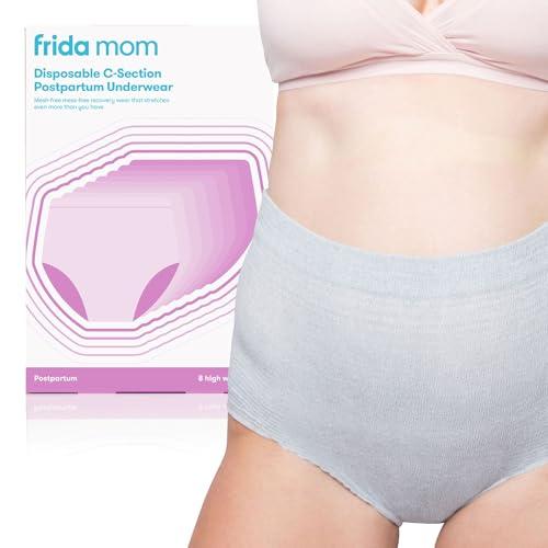 Frida Mom Postpartum Underwear, Disposable C-Section Panties, High-Waist, Seamless, Stretch Support for C-Section Recovery, Size Petite (Waist 23"-34" Stretched), Pack of 8
