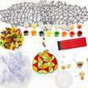 WorldBazaar Fall Pumpkin Suncatchers Craft for Kids 24 Sets Thanksgiving Window Art Suncatchers Ornaments Decoration Harvest Classroom Activity Party Supplies