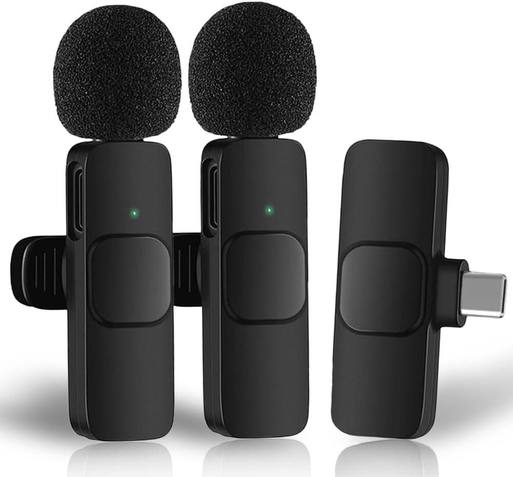 Microphone for Android - Mini Microphone - Clip-on Microphones - Wireless Lavalier Microphone for Android iPad Plug-Play Microphone Video Recording, Live Stream, YouTube, TikTok (2 Pack) (FOR ANDROID)