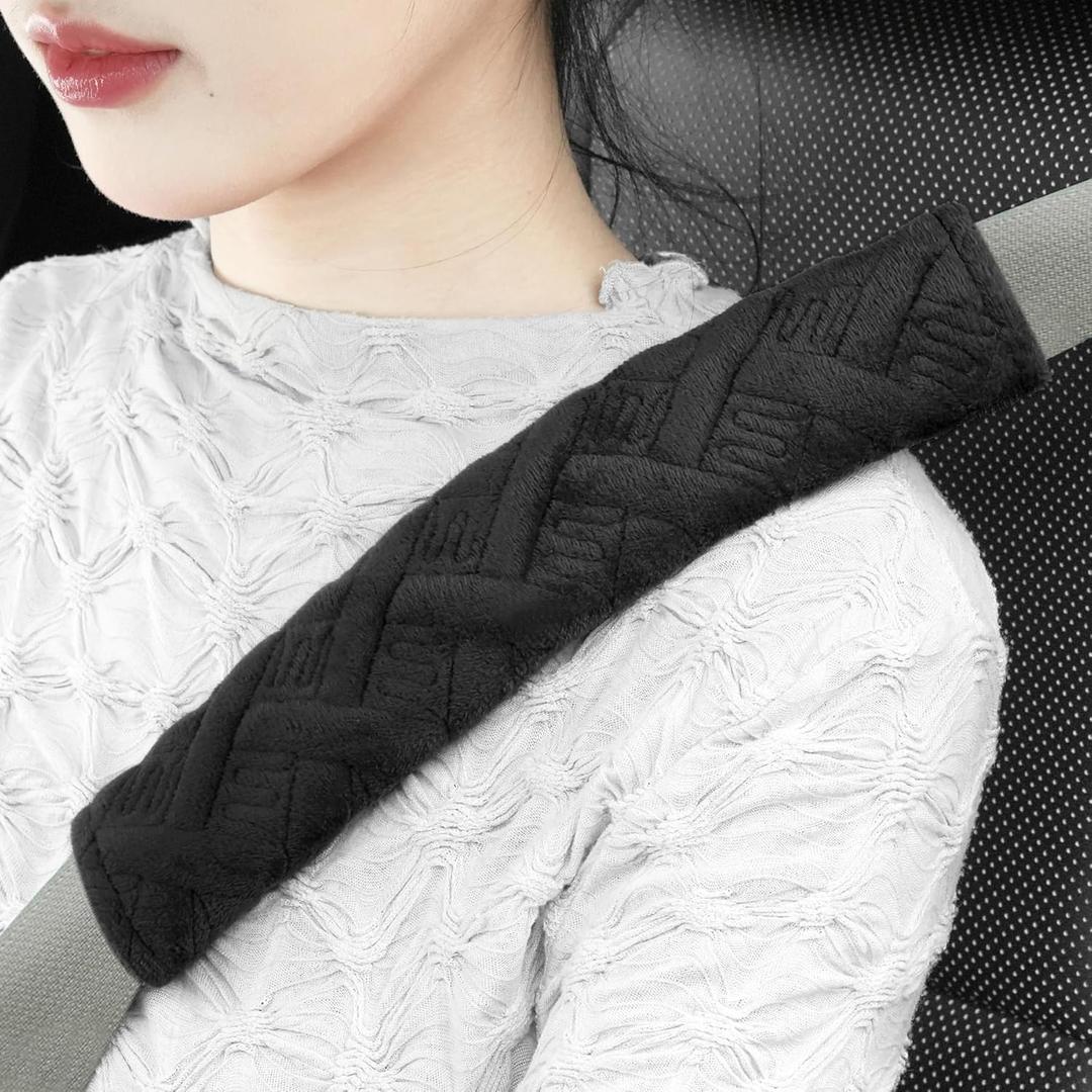 JUSTTOP 2-Pack Universal Car Seat Belt Pads Cover for A More Comfortable Driving, Seat Belt Shoulder Strap Covers Harness Pad for Car Interior Accessories(Black)