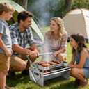 Portable 360Rotating Charcoal Grill with Flipping Basket - 304 Stainless Steel Barbecue Grill for Camping, Tailgating, and Outdoor Adventures, Easy to Disassemble, Includes BBQ Bag New Upgrade